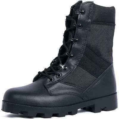 Lightweight Suede Upper Tactical Boots Breathable Rubber Outsole Zip Lace-Up Over-the-Knee