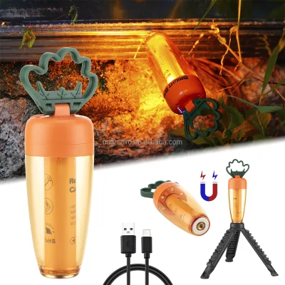 Bright Bird Carrot Shape Camping LED Light Tabletop Dimmable IP43 Rated 18650 Battery 1800K+4000K Color Temp Outdoor Tent Garden