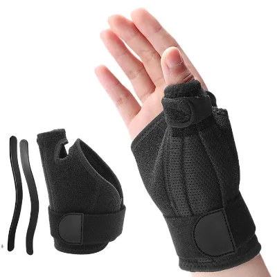 Custom Logo Thumb Wrist Support Brace Perforated Mesh Free Size Adjustable Hook and Loop for Gym Office