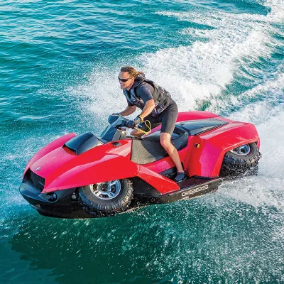 2025 New Factory 1500cc Amphibious Speedboat Dual-Mode Fiberglass Motorboat for Land and Water Adventures 4 Stroke Engine
