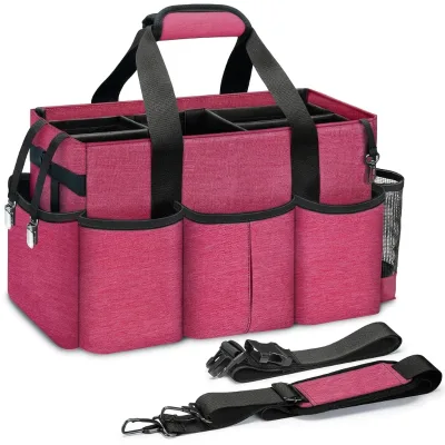 Wearable Cleaning Caddy Bag, Large Cleaning Supplies Organizer with 4 Foldable Dividers, Kitchen Caddy Organizer