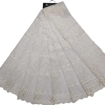 New Luxury Modern Nordic Milk Silk Embroidery Curtain Tulle Fabric for Hotel and Home