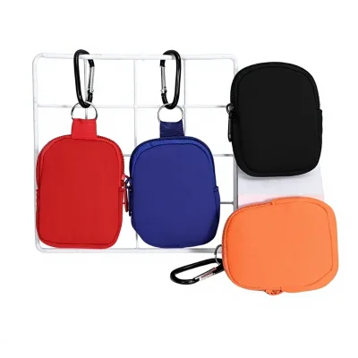 Neoprene Zipper Coin Purse Portable Small Round Hanging Outdoor Storage Bag with Custom Logo for Promotional Gifts