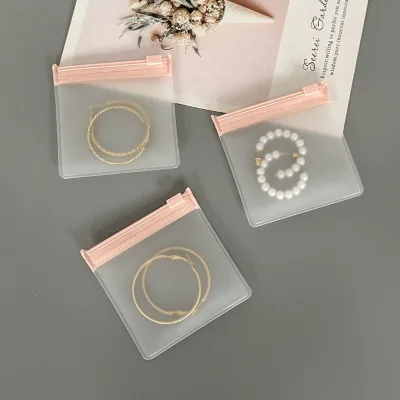 Clear Jewelry Sealing Bags High-Grade EVA Jewelry Storage Bag  Bracelet Earrings Portable Pink Zipper Buckle Dust Proof Finish