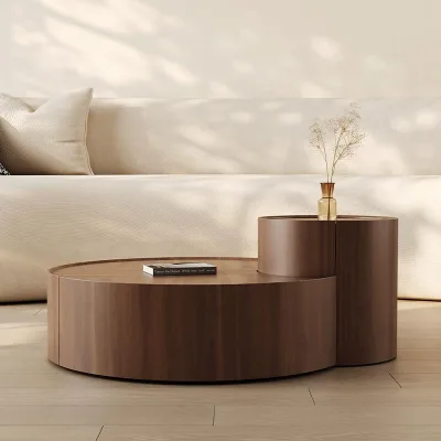 Modern Eco-Friendly Foldable Living Room Coffee Table with Storage Classic Brown Durable Wood and Metal Frame