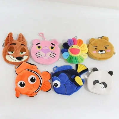 Animal Plush Coin Purse with Zipper Perfect Gift Money Bag Cartoon Stuffed Animal Toys Keychain Plush Backpacks