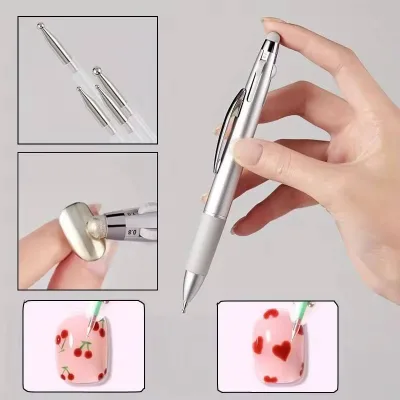 4 in 1 Press Type Flower Outlining Polka Dot Aluminum Tube Manicure Tool Rhinestone Picker Nail Art Tool Nail Art Dotting Pen