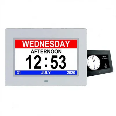 Large Fonts Display Auto Dimming 8" IPS Panel Alzheimer's Dementia Desk Digital Clock With Calendar