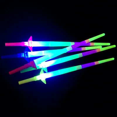 Hot Sales Laser Four-Section Retractable Sword Multi Color Flashing Light Elastic Extensible Led Flash Stick