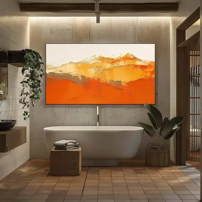 Soft Neutral Warm Tone Thick Textured Mountain Landscape Canvas Custom Size Oil Painting Artwork Home Hotel Decorative Arts