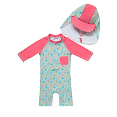 Baby & Toddler Swimsuit Girls Short Sleeve One-Piece Bathing Suit with UPF 50+ Sun Protection