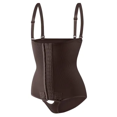 Women Body Shaper Shapewear Bodysuit Open Crotch Seamless Front Hooks Jumpsuit
