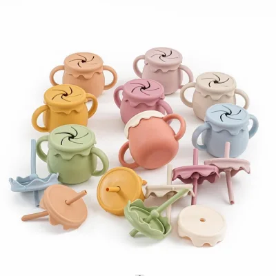 Factory Direct Sale Baby Products Silicone BPA Free Food Grade Toddlers Sippy Cup & Snack Container for Baby 6 Month+