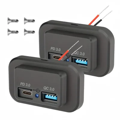 Factory 12-24V Fast Charging Bus Motorcycle Charger Socket Dual Type-C USB Port 18W QC3.0 30W PD3.0 Industrial Use 3.1A Aux