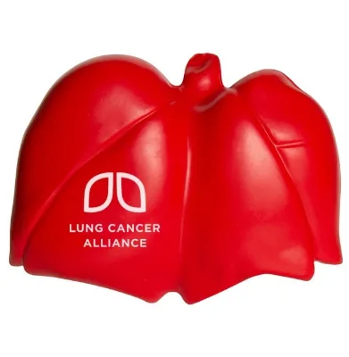 PU Foam Red Lung Shape Stress Ball Stress Toy With White Logo Printing Medical Squishy Stress Relief Toys