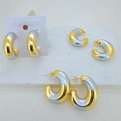 CH-CKE0585 Plating hoop earrings jewelry,New arrival earrings wholesale,Fashion plated copper earrings