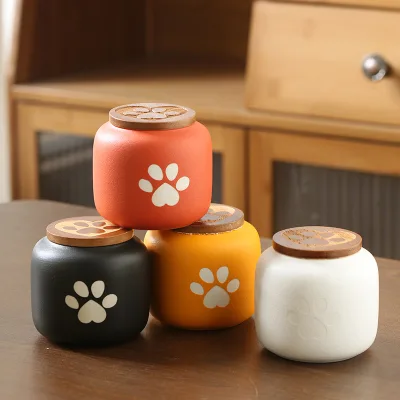 Paw Print Elegant Ceramic Pet Memorial Urn Cat and Dog Ashes Holder Remembrance Urn for Beloved Pets