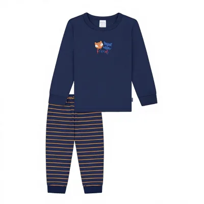 Schiesser Boys Teens Long Striped Cotton Thermal Pajamas-Machine Washable Autumn