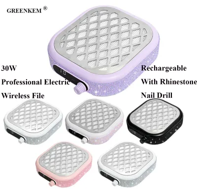 Rechargeable With Rhinestone Nail Drill 30W Professional Electric Wireless File Portable Manicure Kit for Salon Home