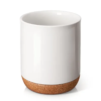 Utensil Holder for Countertop Cooking Utensil Holder White Ceramic Utensil Holder with Thicken Recycled Wooden Cork Mat