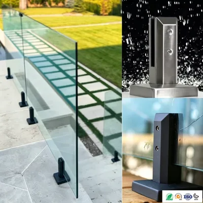 Customizable Modern Aluminum Square Glass Railing with Spigots for Deck Balcony Terrace Pool Lave Villa Staircase Railings Fence