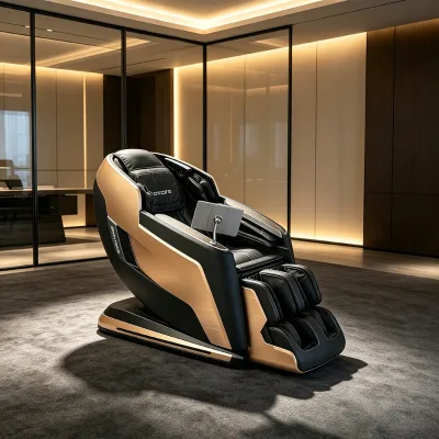 Leather Wood Commercial Massage Chair Premium Zero Gravity Recliner Full Body Massage Musical Function for Law Firm