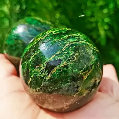 Hot Selling Emerald Green Verdite Kambaba Crystal Sphere Semi Precious Stone Wicca Reiki Crystal Crafts Halloween Fenshui