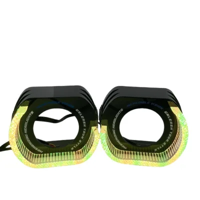 New LED Projector Lens Angel Eyes Crystal Lampshade Round Halo Rings Dual Color RGB 2.5 3.0 Bi LED Xenon Projector Lens