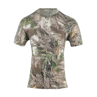 Men Outdoor Crew Neck Short Sleeve Hunting Shirts