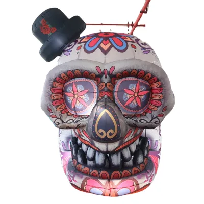 2025 Customized Halloween Giant Inflatable Skull with LED Oxford Material Waterproof for Outdoor Use