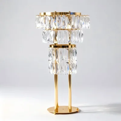 Custom Ins Luxury Gold Frame Clear Acrylic Table Centerpiece Flowers Stand for Wedding Banquets Events Party Birthday Decoration
