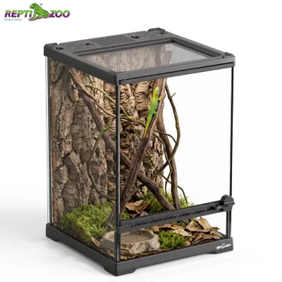 ReptiZoo Custom Logo Mini Glass Reptile Terrarium Vertical 8x8x12 Front Opening Vivarium for Arboreal Gecko Insect Mantis