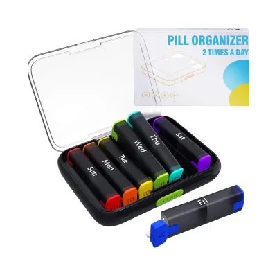 7-Day Arthritis-Friendly Travel Pill Organizer Weekly Pill Box Case Large Compartment Spring Open Design Made Durable PP Plastic