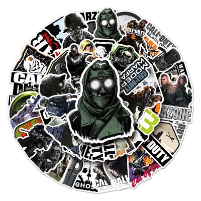 50pcs Custom Call of Duty Themed Stickers, UV Printed Trendy Waterproof Decals for DIY, Game Consoles, Computers & Bikes