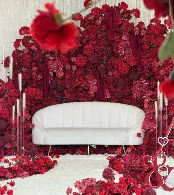 Florable Rolled up Wedding Decor for Yoga Shop Decoration 5d Fabric Rose Panel Flower Wall Backdrop