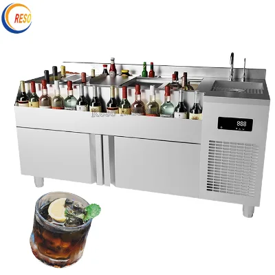 Commercial Stainless Steel Cocktail bar Counter Static Cooling Cocktail Bartender Work Station