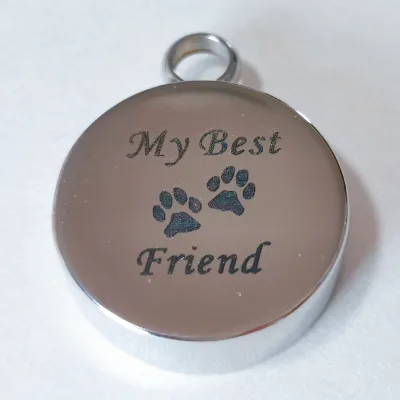 Stainless Steel Silver Plated Christian Bigger Ash Chamber Pet Paw Print Cremation Urn My Best Friend Keepsake Necklace Pendant