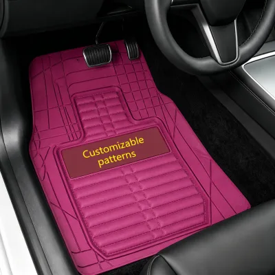 4-piece Heavy Rubber PVC Car Floor Mats, Deep Waterproof Car Mats All Weather, Durable Cute Floor Liners for Women Girly