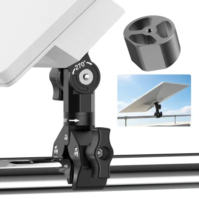 Multi-Angle Pole Mount Clamp, 360° Rotation & 270° Tilt Rail Bracket for Starlink Dish, Outdoor Weather Resistant Pipe Mount