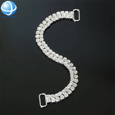 Sexy 2 Rows Silver Crystal Bikini Connector Thong Bikini 17cm Buckle Body Building Competition Swimsuit Decoration
