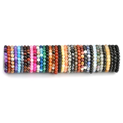 Wholesale 8mm Stone Bead Elastic Distance Crystal Gemstone Bead Precious Stone Bracelet