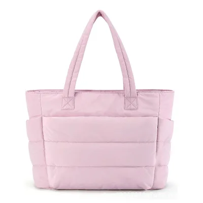 Custom Quilted Puffer Tote Bag Large Lightweight Multi-Functional for Travel Casual Work Beach Shopping Zipper Closure Men Women