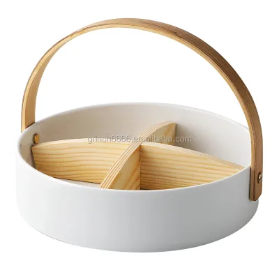 Hot Sales Ceramic Snack Bowl Set Ceramic Fruit Plate Creative Modern Living Room Home Compartment Snacks Dried Fruit Plate