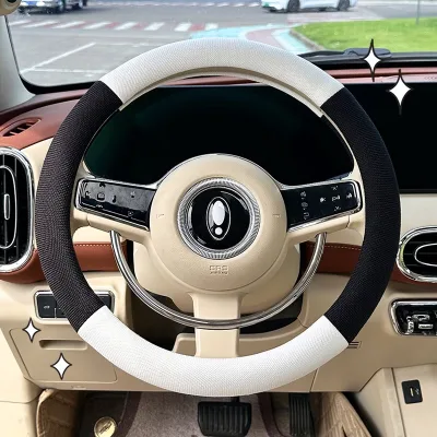 Modern and Simple Style Cotton Linen Breathable Anti-Slip Universal Four Seasons Car Steering Wheel Cover