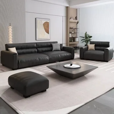 Italian Leather Sofa Living Room 3-seater Sofa Set, Segmented Leather Sofa Combination