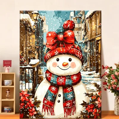 BYB Christmas Santa Eco-Friendly Handmade DIY Digital Canvas Painting by Numbers with Wood Support Base for Decorative Use