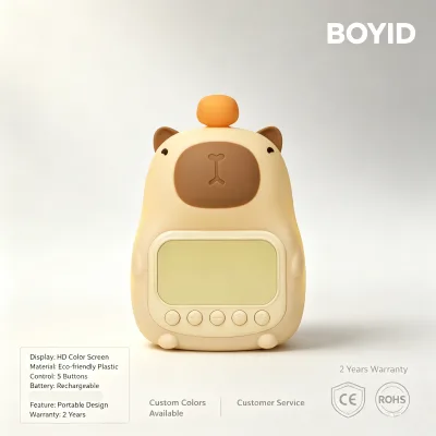 Cross-Border Modern Capybara LED Silicone Alarm Clock Night Touch Control Rechargeable Battery Dimmable Color-Changing Bedroom