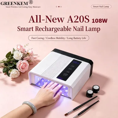 108W Rechargeable UV Nail Lamp Metal Base High Power Battery 48pcs LED Beads Nail Dryer