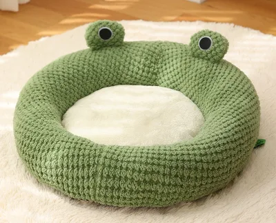 Customized Size Wholesale Velvet Soft Short Plush Removable Cover Washable Round Donut Pet Bed