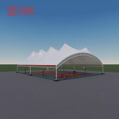 PTFE ETFE PVDF Architecture Tensile Shade Membrane Structure Building Basketball Court Factory From China